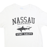 YAZBEK Mens White Nassau Bahamas Graphic T-Shirt M Short Sleeve Crew Neck Cotton
