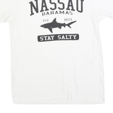 YAZBEK Mens White Nassau Bahamas Graphic T-Shirt M Short Sleeve Crew Neck Cotton