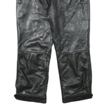 LU MAN Womens Leather Black Regular Fit Straight Trousers W29 L23 Stylish Zip