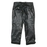 LU MAN Womens Leather Black Regular Fit Straight Trousers W29 L23 Stylish Zip