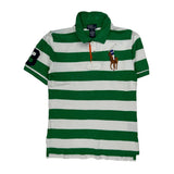Age 10-12 Polo By Ralph Lauren Striped Polo Shirt - Medium Green Cotton