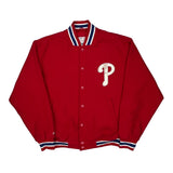 Phillies Majestic Mlb Baseball Jacket - Medium Red Polyester