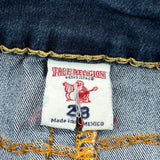 True Religion Denim Shorts - 28W UK 8 Dark Wash Cotton Blend