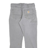 CARHARTT Mens Cotton Grey Relaxed Fit Straight Leg Trousers W32 L30 Workwear Zip