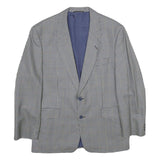 SCHILD Mens Grey & Blue Check Wool Blazer Jacket L Woven Classic Button Closure