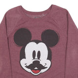 DISNEY Womens Maroon Crew Neck M Mickey Mouse Graphic Sweatshirt Cotton Blend