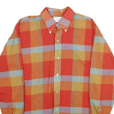 SEARS Mens Orange Yellow & Blue Check Shirt M Button-Down Collar Long Sleeve