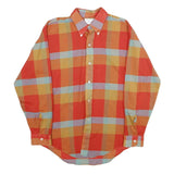SEARS Mens Orange Yellow & Blue Check Shirt M Button-Down Collar Long Sleeve