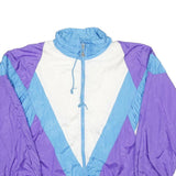 CASUAL ISLE Womens Purple & Blue White Nylon Zip Jacket L Retro Track Shell