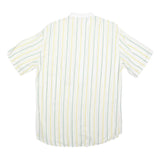 ROBERTO PIERI Mens White Yellow Green Stripe Cotton Shirt M Summer Casual