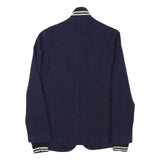 LACOSTE Mens Navy Blue Button Cotton Blend Jacket XS Jersey Cuffs Classic Fit