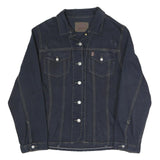 BIG STAR Womens Navy Blue Cotton Blend Button Jacket L Denim Plain Stylish