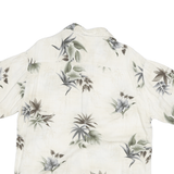 MODA CAMPIA MODA Mens Cream Green Leaf Print Shirt M Relaxed Summer Casual