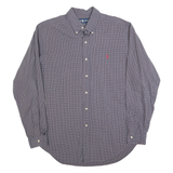 RALPH LAUREN Mens Maroon & Blue Checked Shirt L Button-Down Casual Weekend