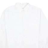 RESISTO Mens White & Grey Striped Shirt L Cotton Long Sleeve Formal Button