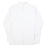 RESISTO Mens White & Grey Striped Shirt L Cotton Long Sleeve Formal Button