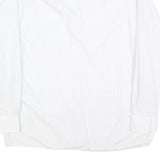 RESISTO Mens White & Grey Striped Shirt L Cotton Long Sleeve Formal Button