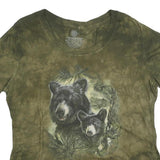 THE MOUNTAIN Womens Green Tie Dye Bear Graphic T-Shirt L Short Sleeve Crew Neck