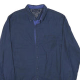 TOMMY HILFIGER Mens Blue Shirt L Cotton Blend Button Down Casual