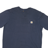 CARHARTT Mens Navy Blue T-Shirt XL Short Sleeve Crew Neck Pocket Logo