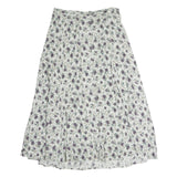 STEFANO Womens White Floral Pattern Midi Polyester Pleated Skirt L Elegant