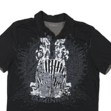 CALVIN KLEIN JEANS Mens Black Graphic Short Sleeve Polo Shirt L Casual Cotton