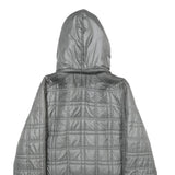 REEBOK Womens Grey Hooded Zip Jacket L Polyester Quilted Casual Outerwear