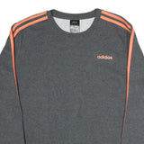 ADIDAS Girls Grey & Coral Sweatshirt L Cotton Blend Crew Neck Long Sleeve