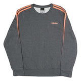 ADIDAS Girls Grey & Coral Sweatshirt L Cotton Blend Crew Neck Long Sleeve