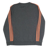 ADIDAS Girls Grey & Coral Sweatshirt L Cotton Blend Crew Neck Long Sleeve