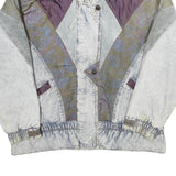 NEW YORK GIRL Womens Grey Purple Cotton Blend Jacket M Colourblock Zip Casual