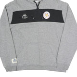 KAPPA Mens Grey & Black Hooded Pullover L Logo Drawstring Hoodie