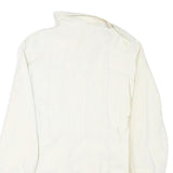 Womens White Cotton Blend Button Jacket L Plain Classic Spacious Pockets