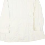 Womens White Cotton Blend Button Jacket L Plain Classic Spacious Pockets
