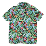 FSBN Mens Black & Green Tropical Print Shirt L Summer Beach Casual Vacation