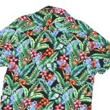 FSBN Mens Black & Green Tropical Print Shirt L Summer Beach Casual Vacation
