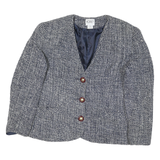 KORET Womens Navy Blue & White Classic Button Jacket M Cotton Blend Tweed