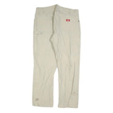 DICKIES Mens Regular Fit Beige Jeans Cotton Blend Zip W38 L32 Workwear Trousers