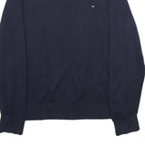 TOMMY HILFIGER Mens Navy Plain Cotton Crew Neck Basic Knit Jumper L
