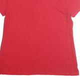 TOMMY HILFIGER Womens Red Short Sleeve Plain Polo Shirt L Cotton Blend Casual