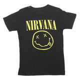 Mens Black Nirvana Graphic T-Shirt S Short Sleeve Crew Neck Band Logo