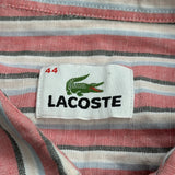 Lacoste Striped Shirt - Large Red Linen
