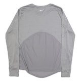NIKE Womens Grey Long Sleeve Crew Neck Performance T-Shirt L Lightweight