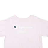 CHAMPION Womens Pink Crop T-Shirt M Short Sleeve Crew Neck Logo Graphic