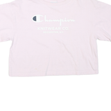 CHAMPION Womens Pink Crop T-Shirt M Short Sleeve Crew Neck Logo Graphic