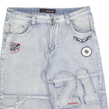 BLU DEISE Mens Denim Blue Patch Detail Casual Shorts L W36