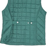 JANE ASHLEY Womens Green Quilted Jacket M Polyester Blend Button Closure