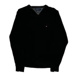 Tommy Hilfiger V-Neck Sweater - Medium Black Cotton