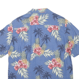 CARIBBEAN Mens Blue Pineapple & Floral Hawaiian Shirt S Relaxed Cotton Blend