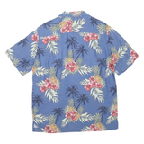 CARIBBEAN Mens Blue Pineapple & Floral Hawaiian Shirt S Relaxed Cotton Blend